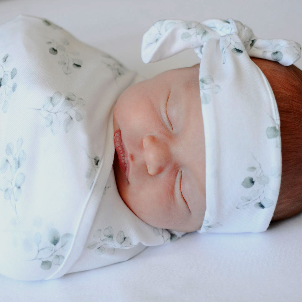 Baby swaddle and matching headband hotsell